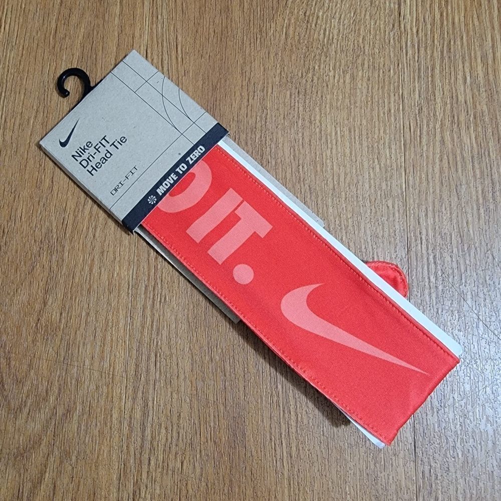 Nike Dri-Fit Technology Head Tie Unisex Headband White Red Just Do It One-size